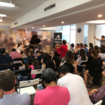 Parents and students filling the studio for one of the fortnightly in-house concerts.